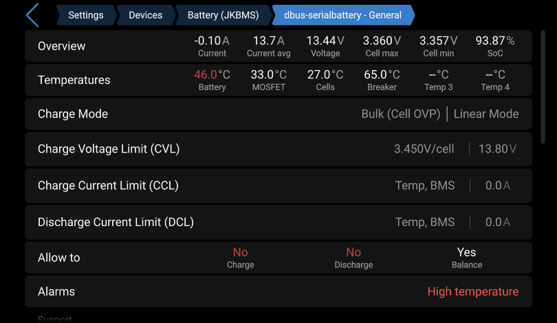 dbus-serialbattery - General page